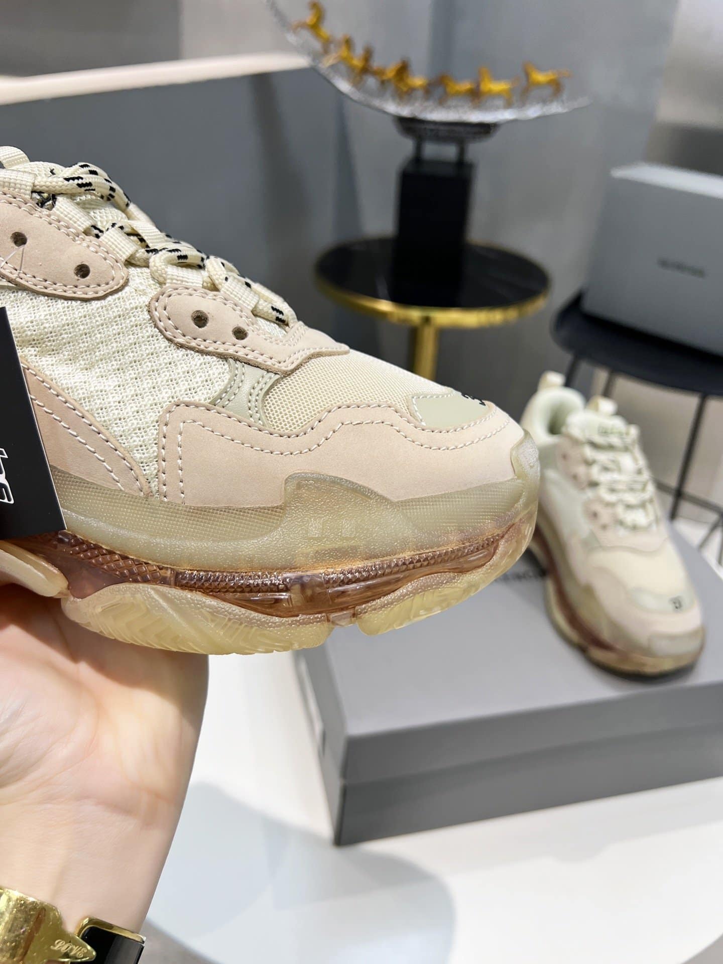(1:1 replica) Balenciaga Triple S Trainers Clear Sole Beige For Women 544351W2GA19710