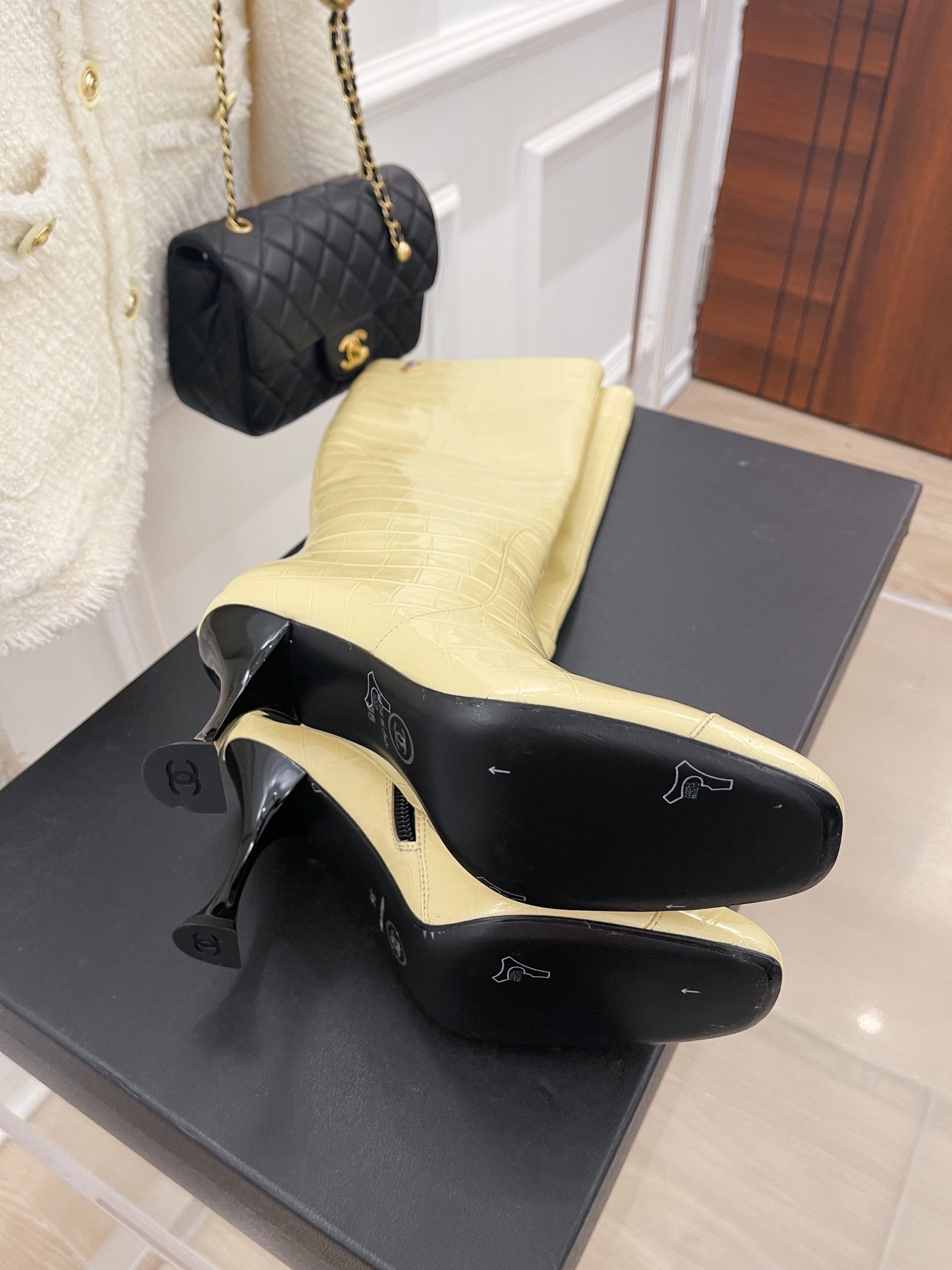 (1:1 replica) Chanel Women s High Boot Beige For Women 20.1in/51cm