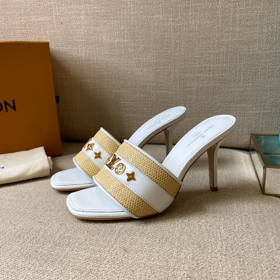 (1:1 replica) Louis Vuitton Women s Lock It Mule White For Women LV 3.7in/9.5cm