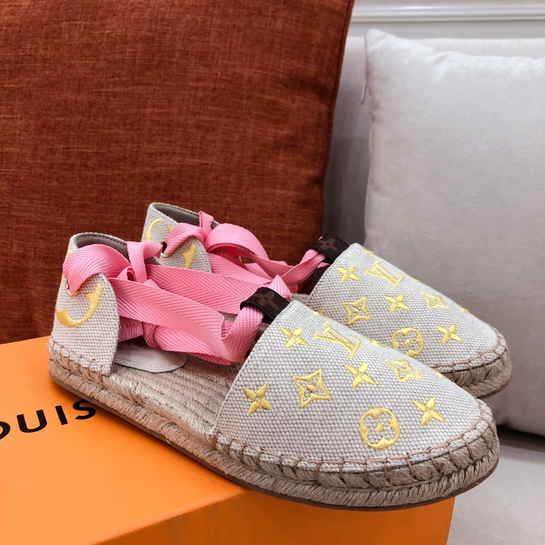 (1:1 replica) Louis Vuitton Women s Starboard Flat Espadrille Yellow For Women LV