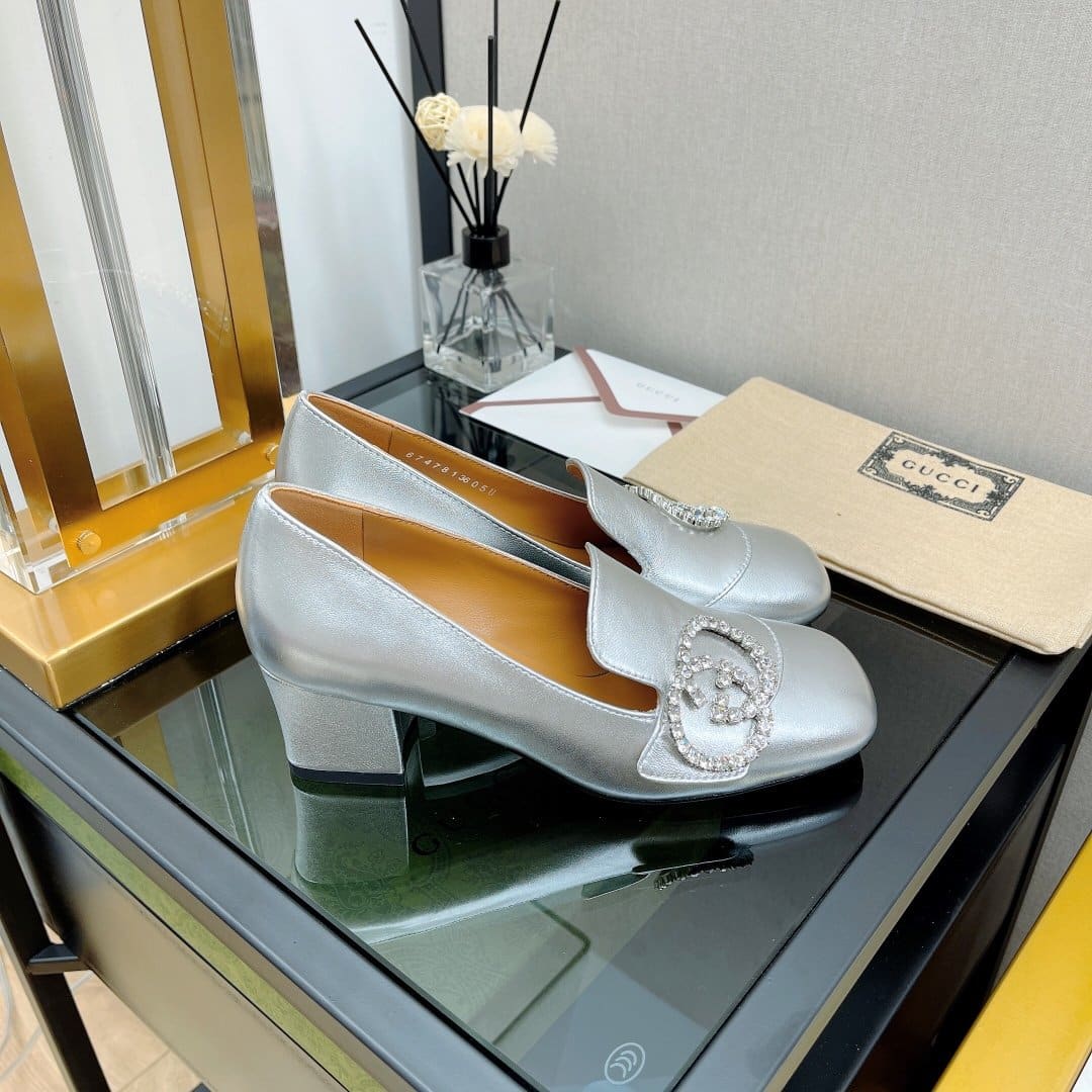 (1:1 replica) Gucci Women s Mid-Heel Pump With GG Logo For Women GG