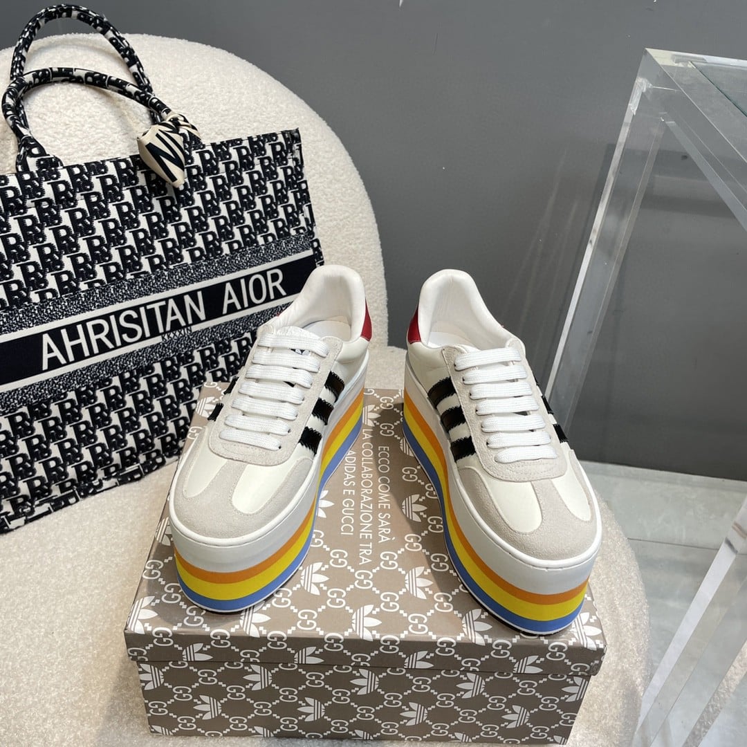 (1:1 replica) Gucci x Adidas Women s GG Gazelle Sneaker White For Women GG