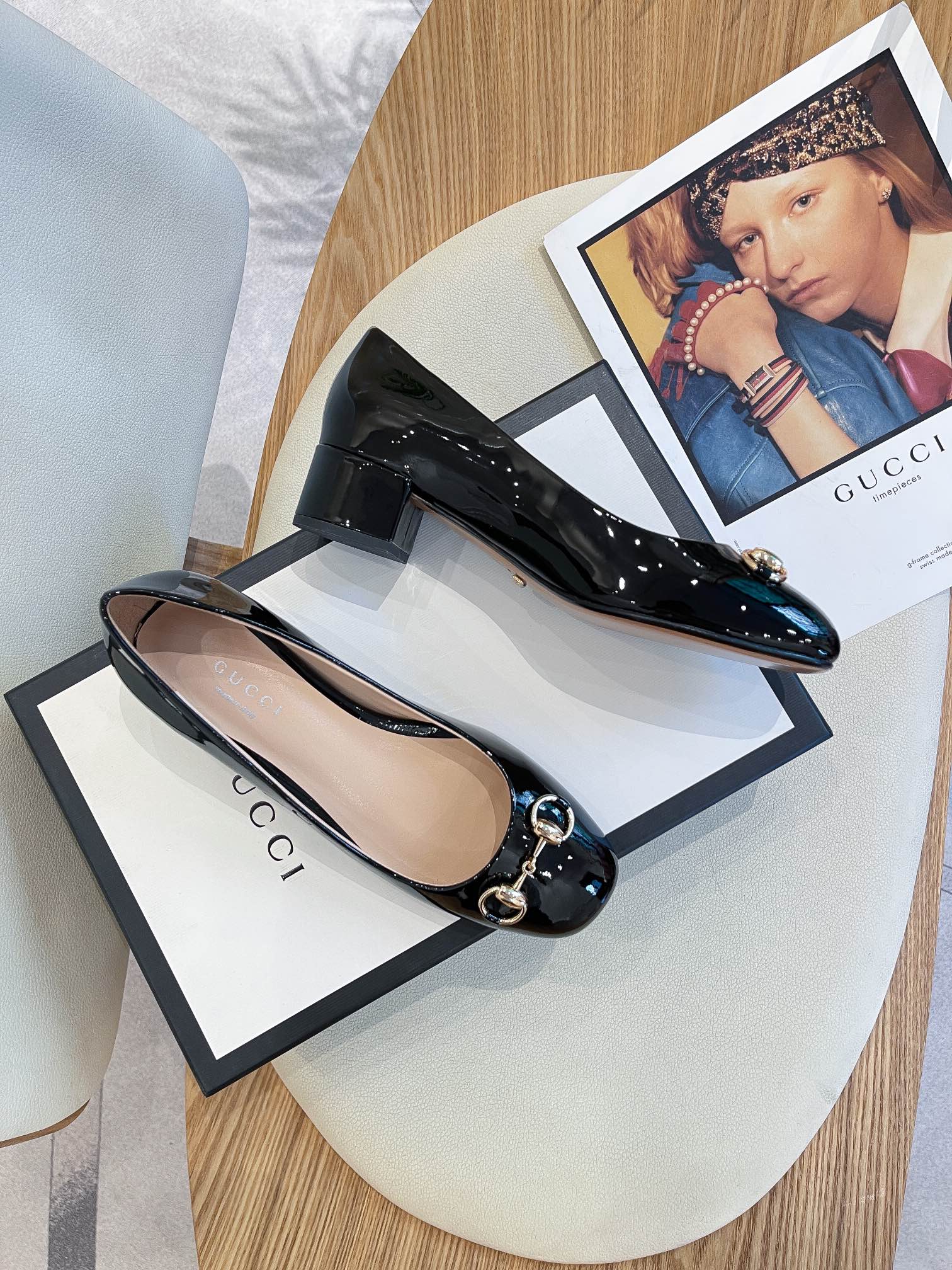 (1:1 replica) Gucci Women s Ballet Flat With Horsebit Black For Women GG