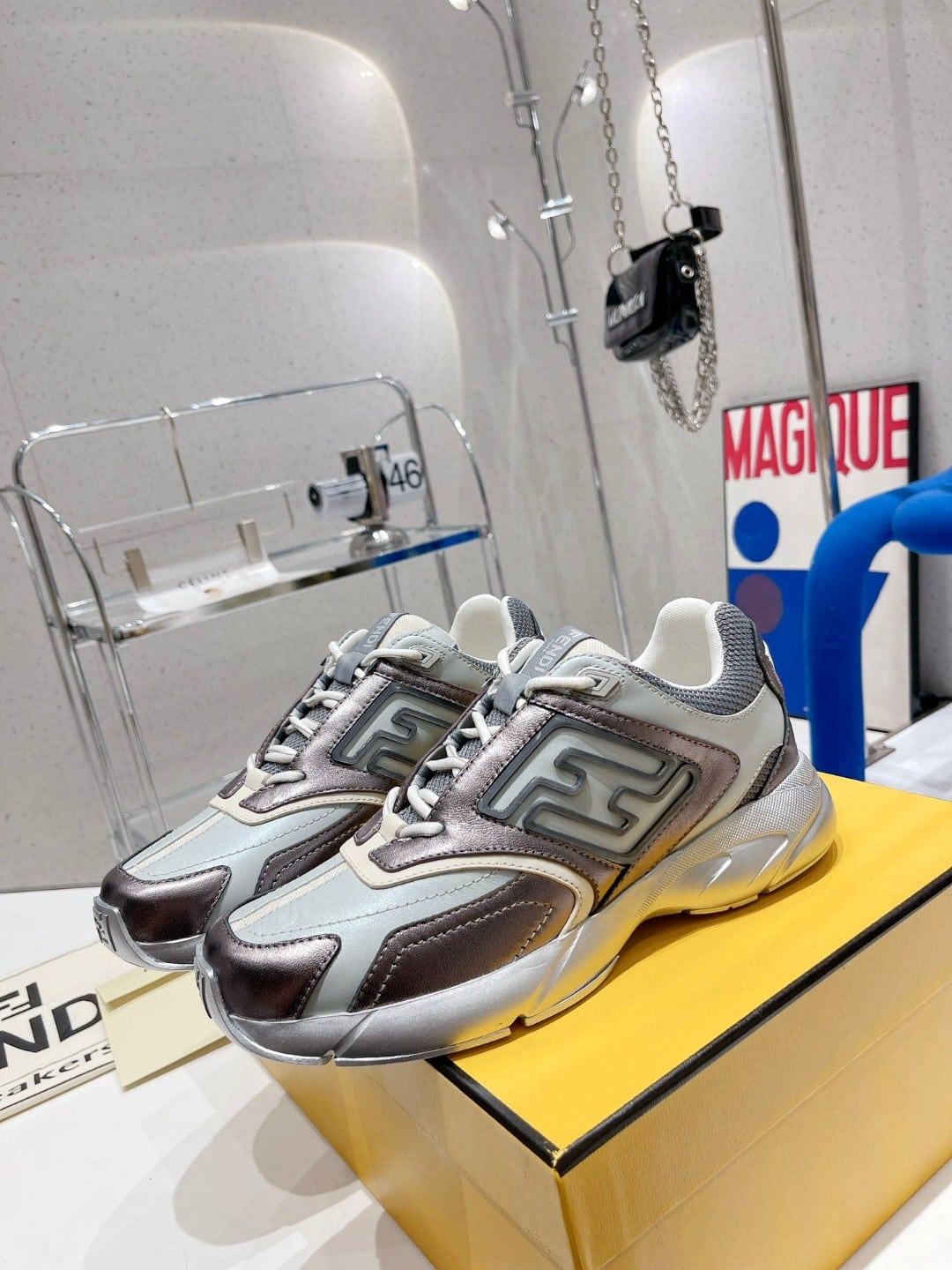 (1:1 replica) Fendi Nubuck Faster Grey Blue For Women