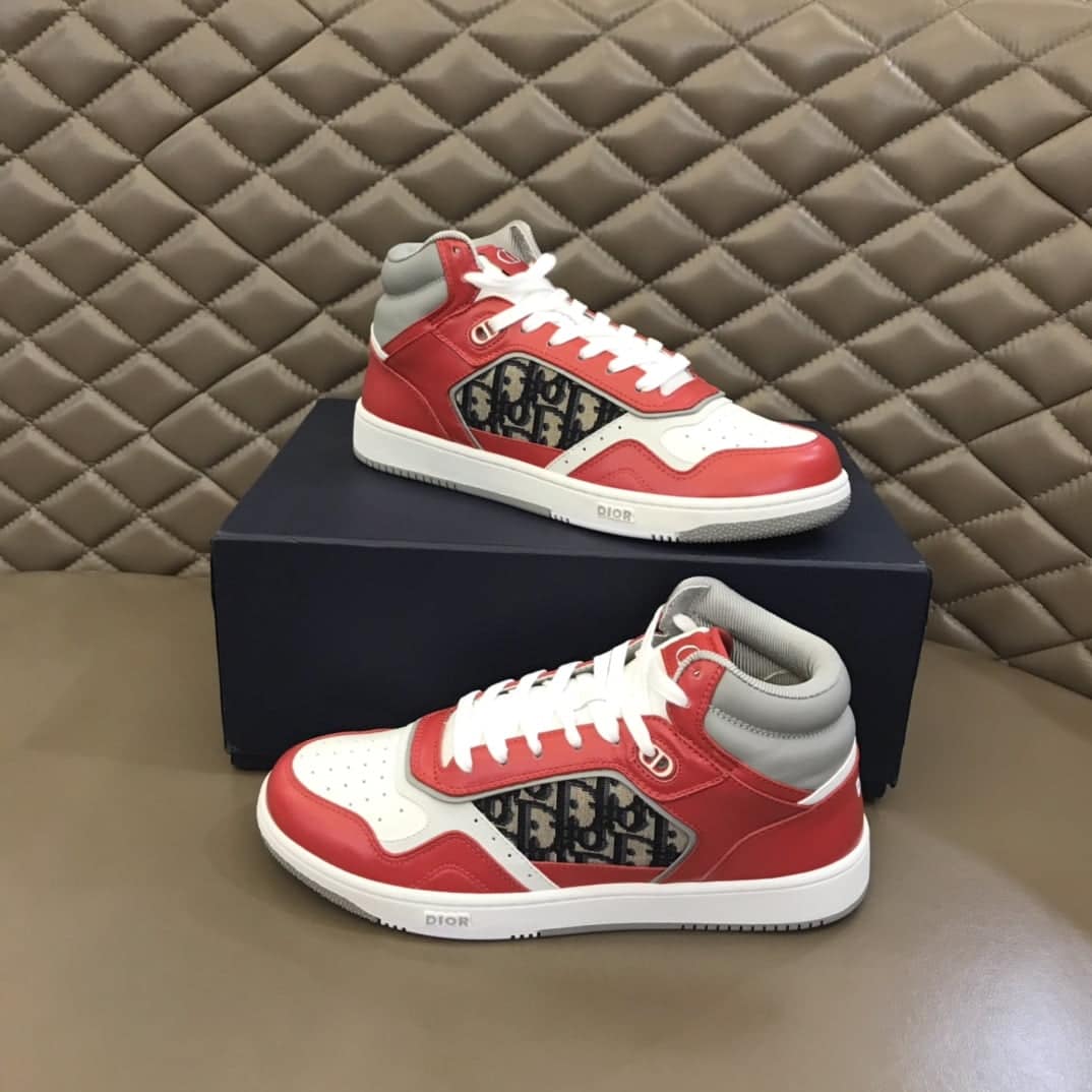 (1:1 replica) Christian Dior Women s B27 High-Top Sneaker Red For Women CD