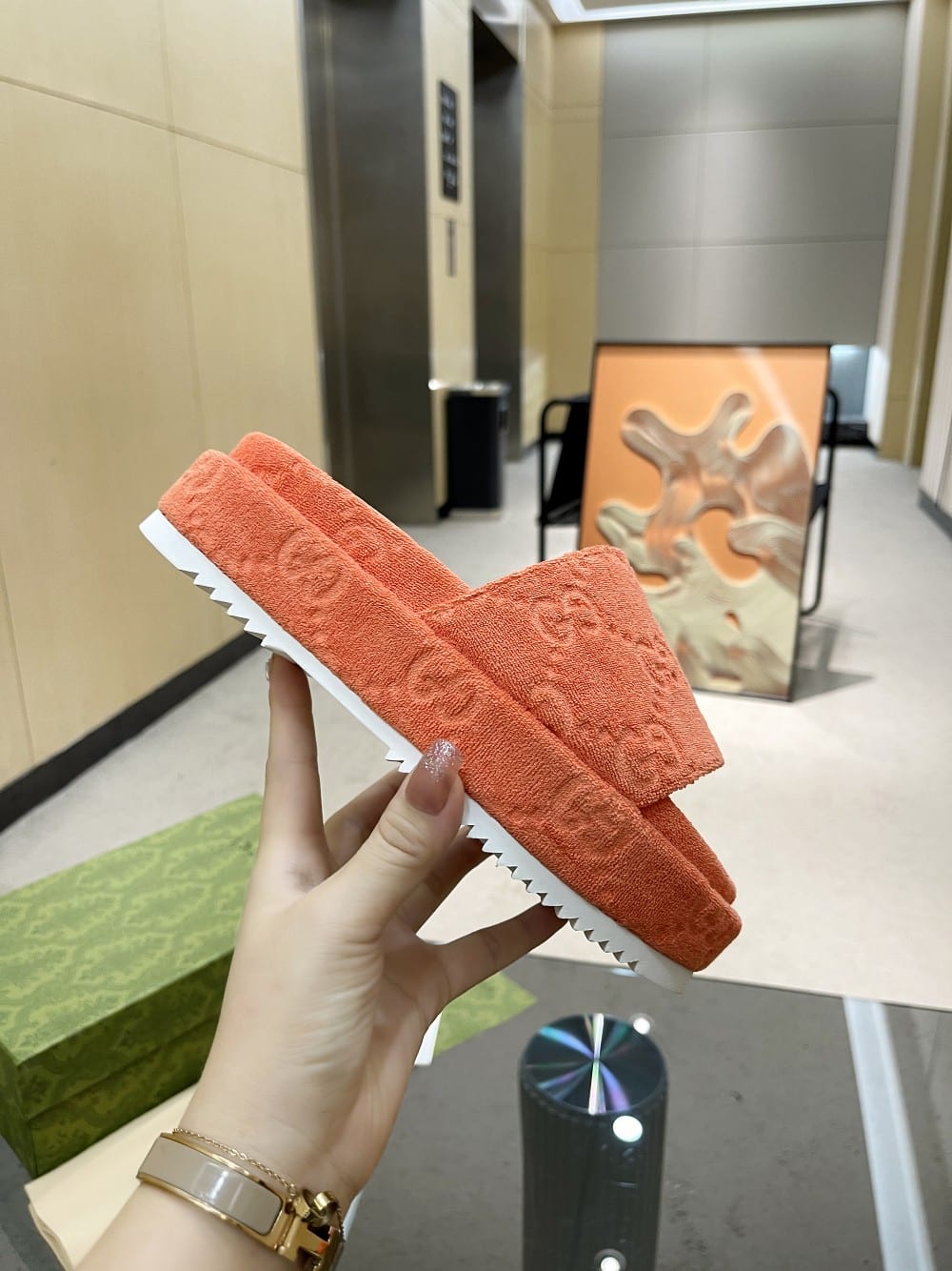 (1:1 replica) Gucci Women s GG Platform Sandal Orange For Women GG 700599 U2O00 7519