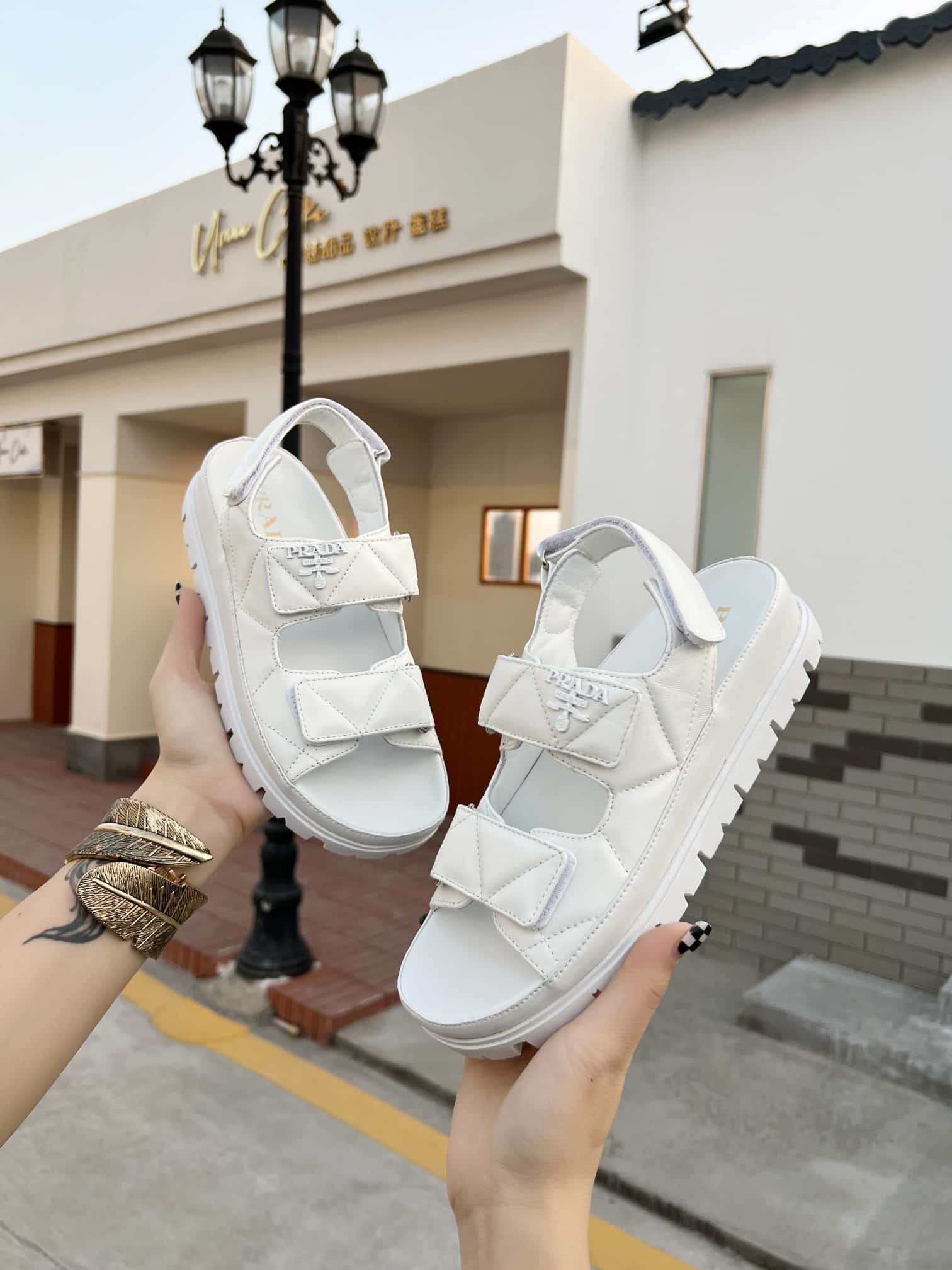 (1:1 replica) Prada Padded Nappa Sandals White For Women 0.8in/20mm PRD 1X721M_038_F0009_F_020