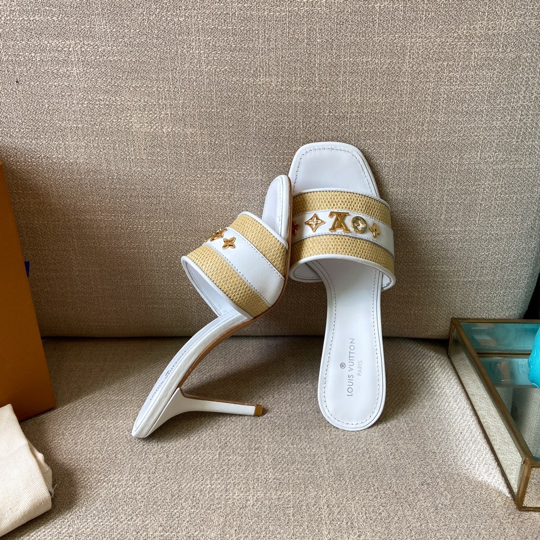(1:1 replica) Louis Vuitton Women s Lock It Mule White For Women LV 3.7in/9.5cm