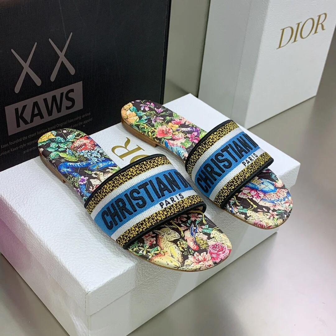(1:1 replica) Christian Dior Women s Dway Slide Blue Multicolor For Women CD KCQ209CSE_S26X