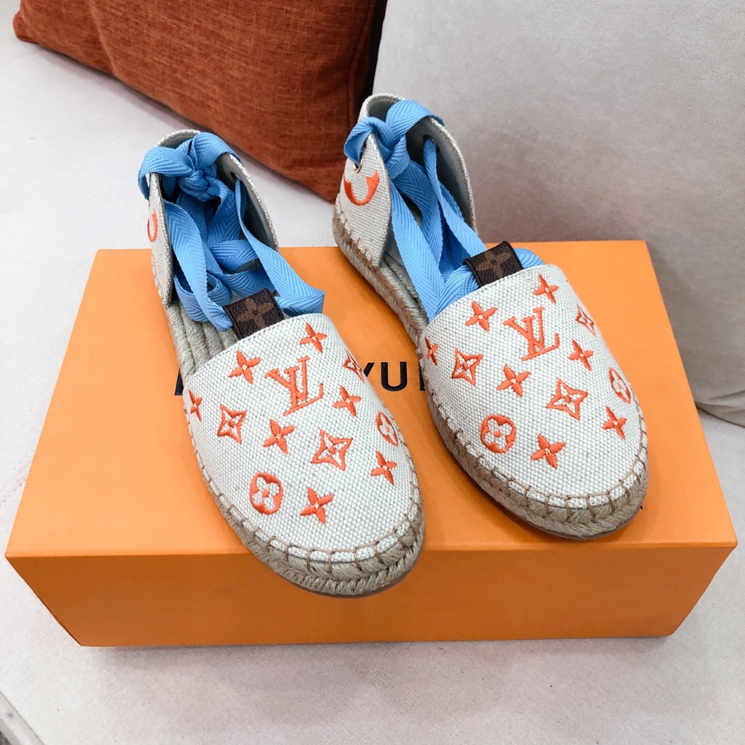 (1:1 replica) Louis Vuitton Women s Starboard Flat Espadrille Orange For Women LV