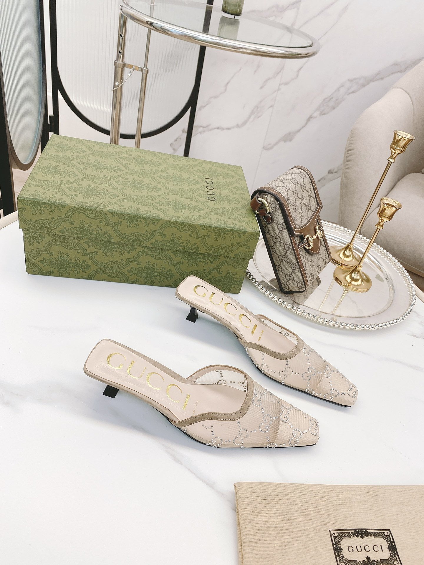 (1:1 replica) Gucci Women s Slide Sandal By Fabric Beige For Women GG