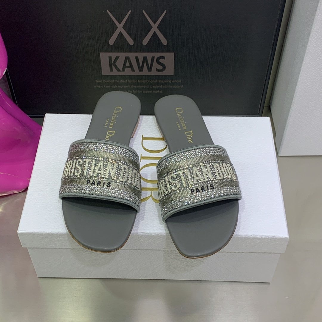 (1:1 replica) Christian Dior Women s Dway Slide Grey For Women CD KCQ209LCS_S75K