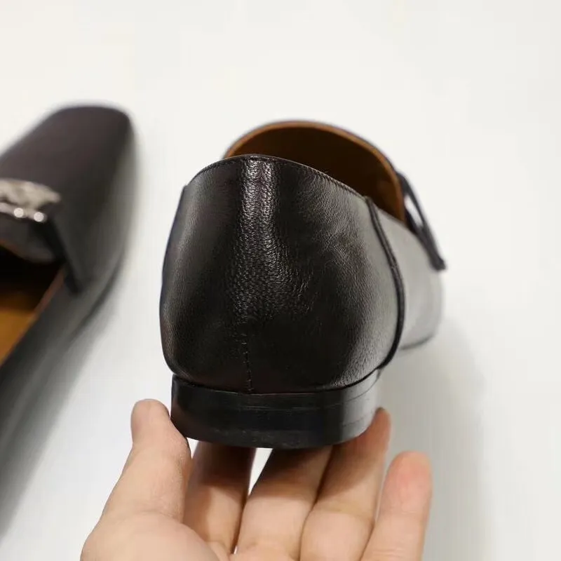 (1:1 replica) Hermes Women s Time Loafers In Black Goatskin HM086