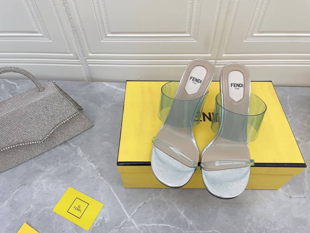 (1:1 replica) Fendi First Blue Transparent High-Heeled Sandals For Women
