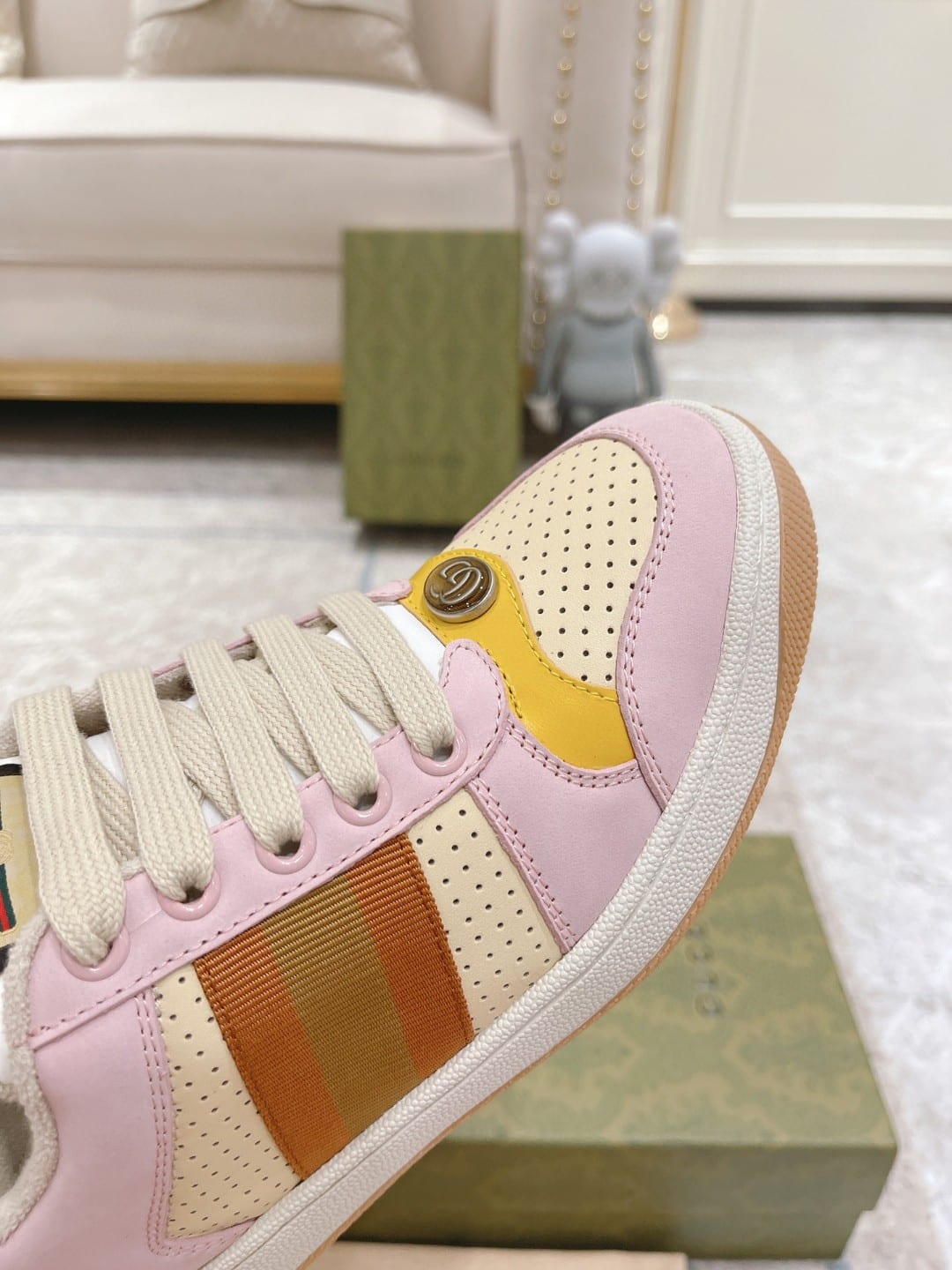 (1:1 replica) Gucci Lovelight Screener Sneaker Pale Pink For Women GG Shoes 708295 0YIA0 6960