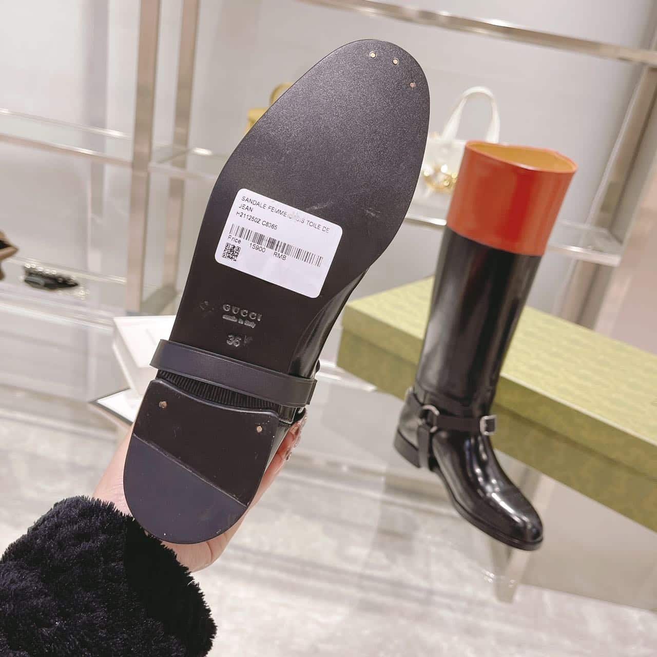 (1:1 replica) Gucci Knee-High Boot With Harness Black For Women GG 674670 DS8J0 1079