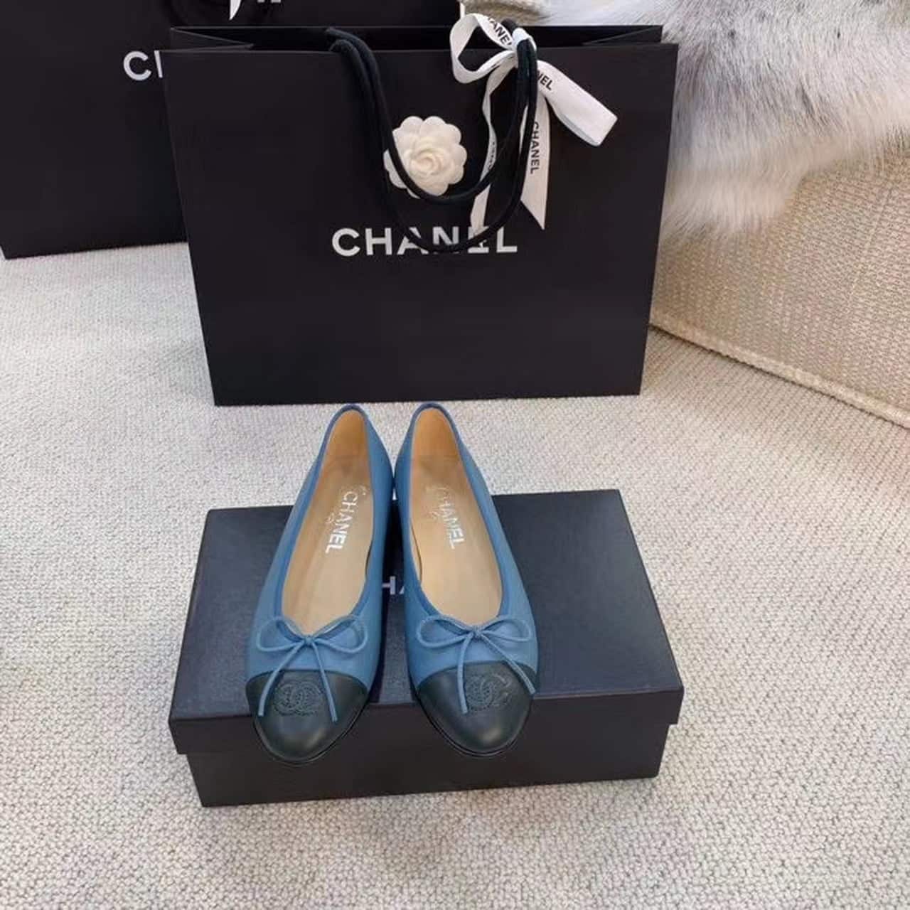 (1:1 replica) Chanel Ballerina Flats Blue For Women, Women s Shoes G02819