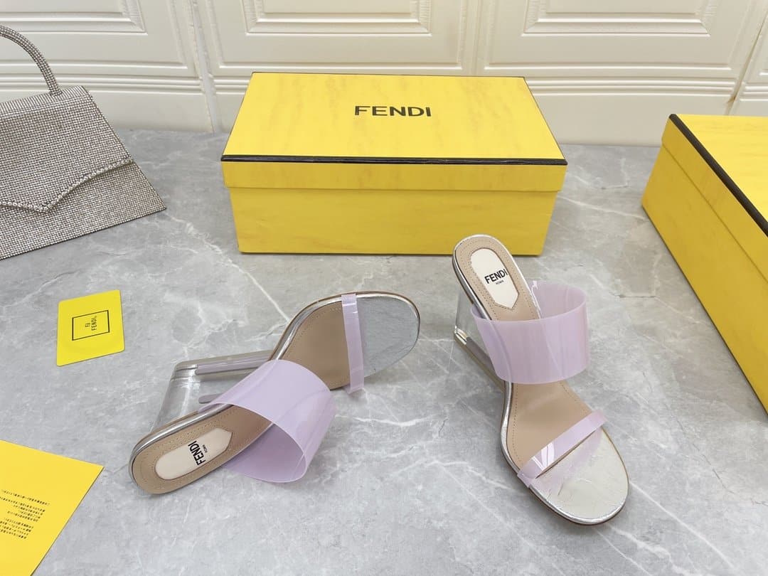 (1:1 replica) Fendi First Violet Transparent High-Heeled Sandals For Women