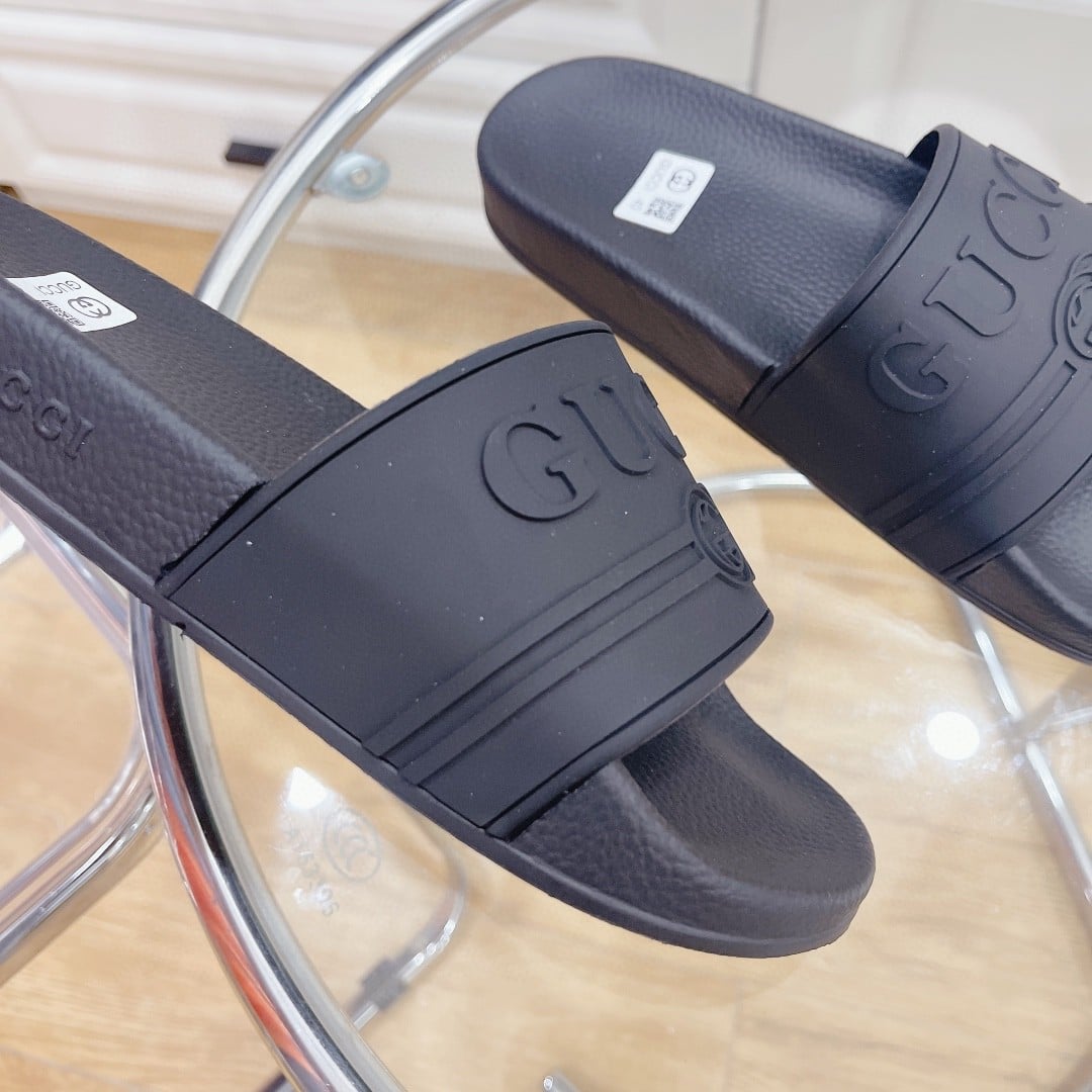 (1:1 replica) Gucci Women s Logo Rubber Slide Black For Women 522887 JCZ00 1031