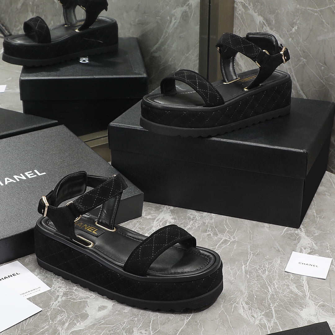 (1:1 replica) Chanel Women s Sandals Black For Women 2in/5cm G39143 Y55894 94305