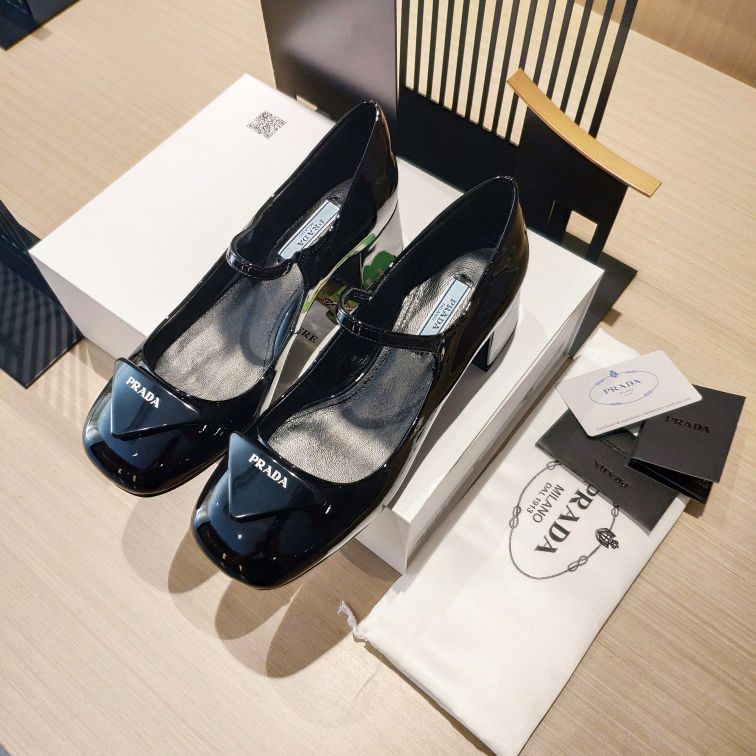 (1:1 replica) Prada Patent Pumps Black For Women 1.8in/45mm PRD 1I768M_069_F0002_F_045