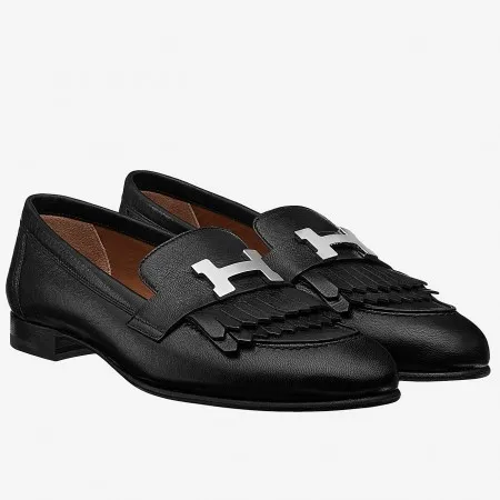 (1:1 replica) Hermes Women s Royal Loafers In Black Calfksin HM090