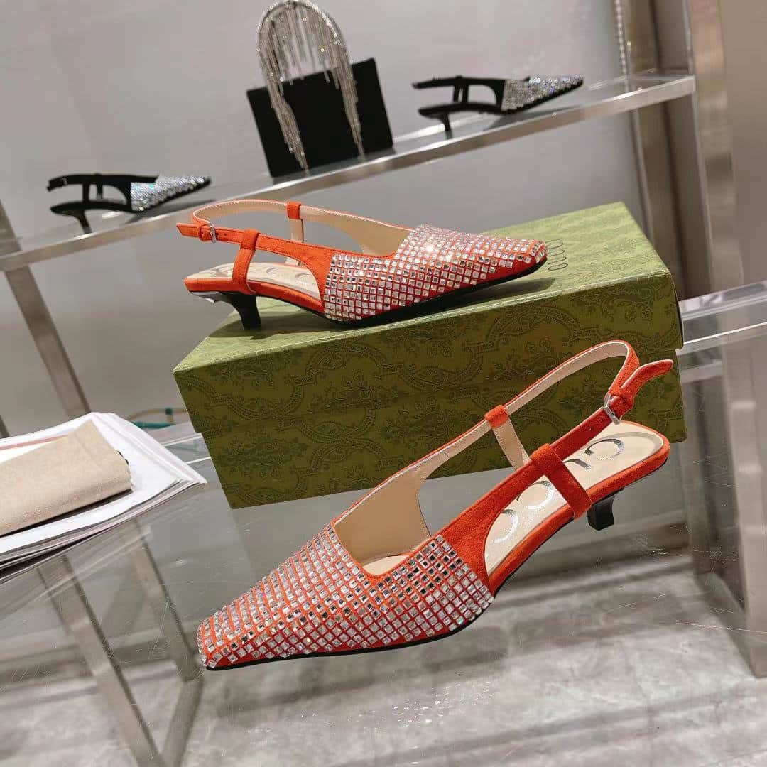 (1:1 replica) Gucci Women s GG Slingback Pump Orange For Women GG