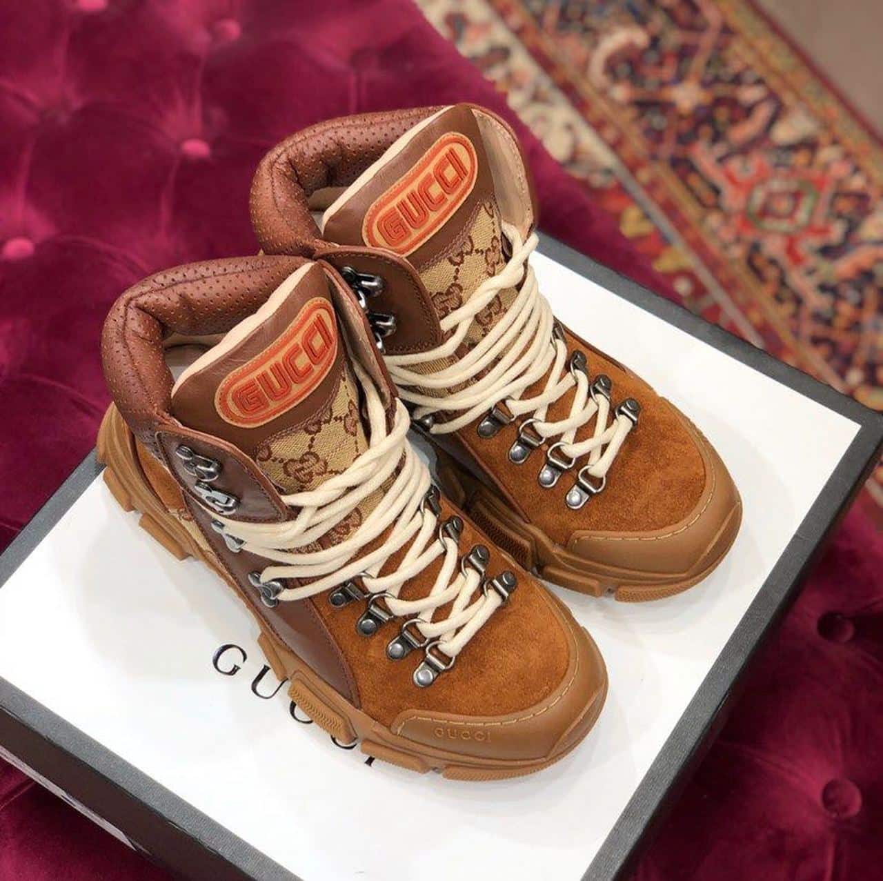 (1:1 replica) Gucci Flashtrek GG Sneakers Brown For Women GG