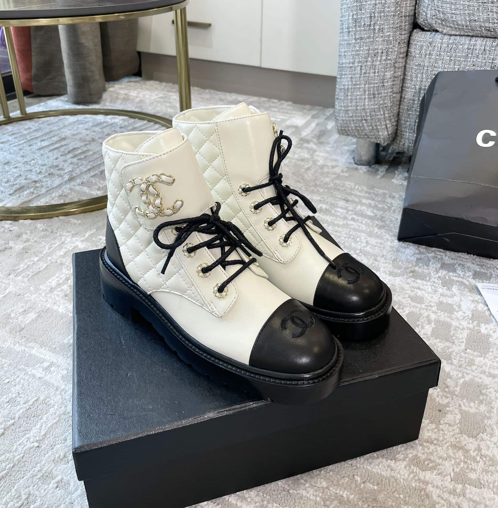 (1:1 replica) Chanel Women s Lace- Ups White For Women 1.5in/ 4cm