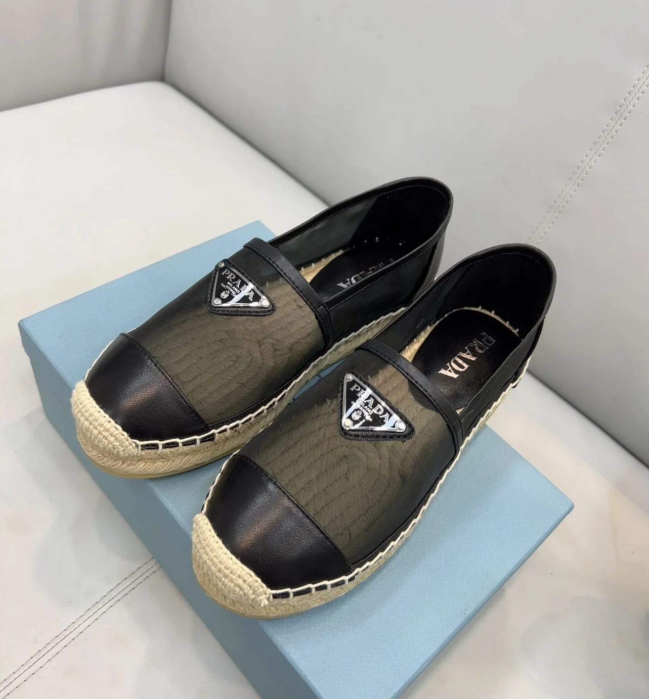 (1:1 replica) Prada Mesh And Nappa Espadrilles Black For Women 0.8in/20mm PRD 1S805M_3U09_F0002_F_020