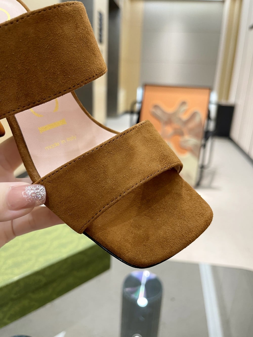 (1:1 replica) Gucci Women s Sandal With Bamboo Buckle Brown For Women GG