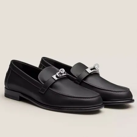 (1:1 replica) Hermes Women s Destin Loafers in Black Leather HM073