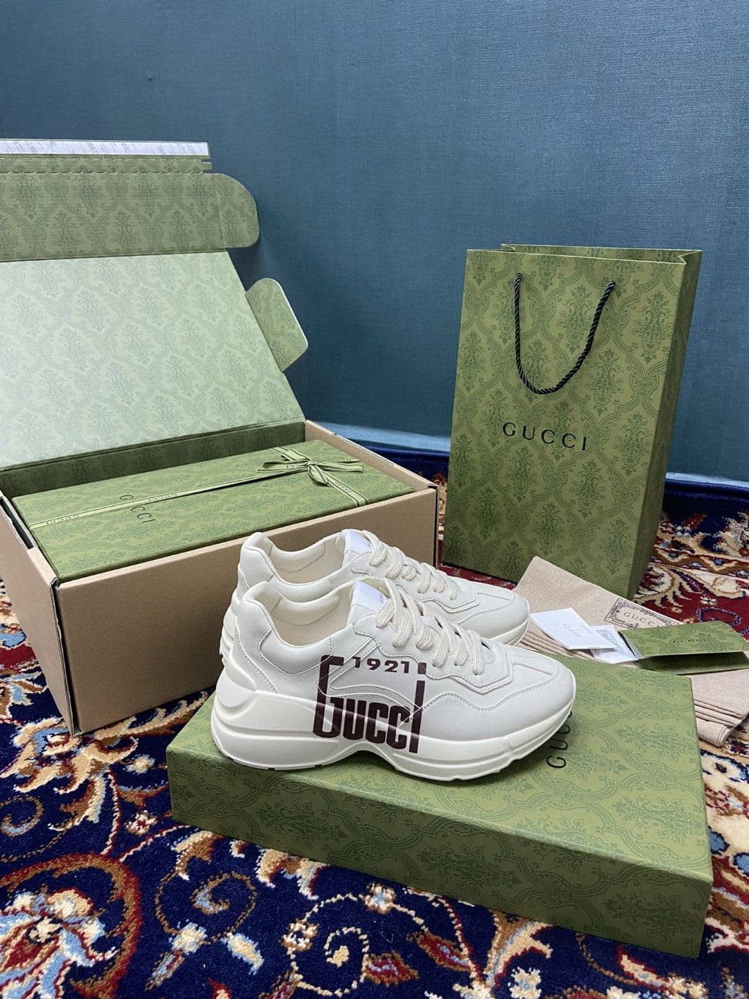 (1:1 replica) Gucci Women s Rhyton Sneakers With Logo 1921 Gucci White Ivory For Women 684896 DRW00 9522