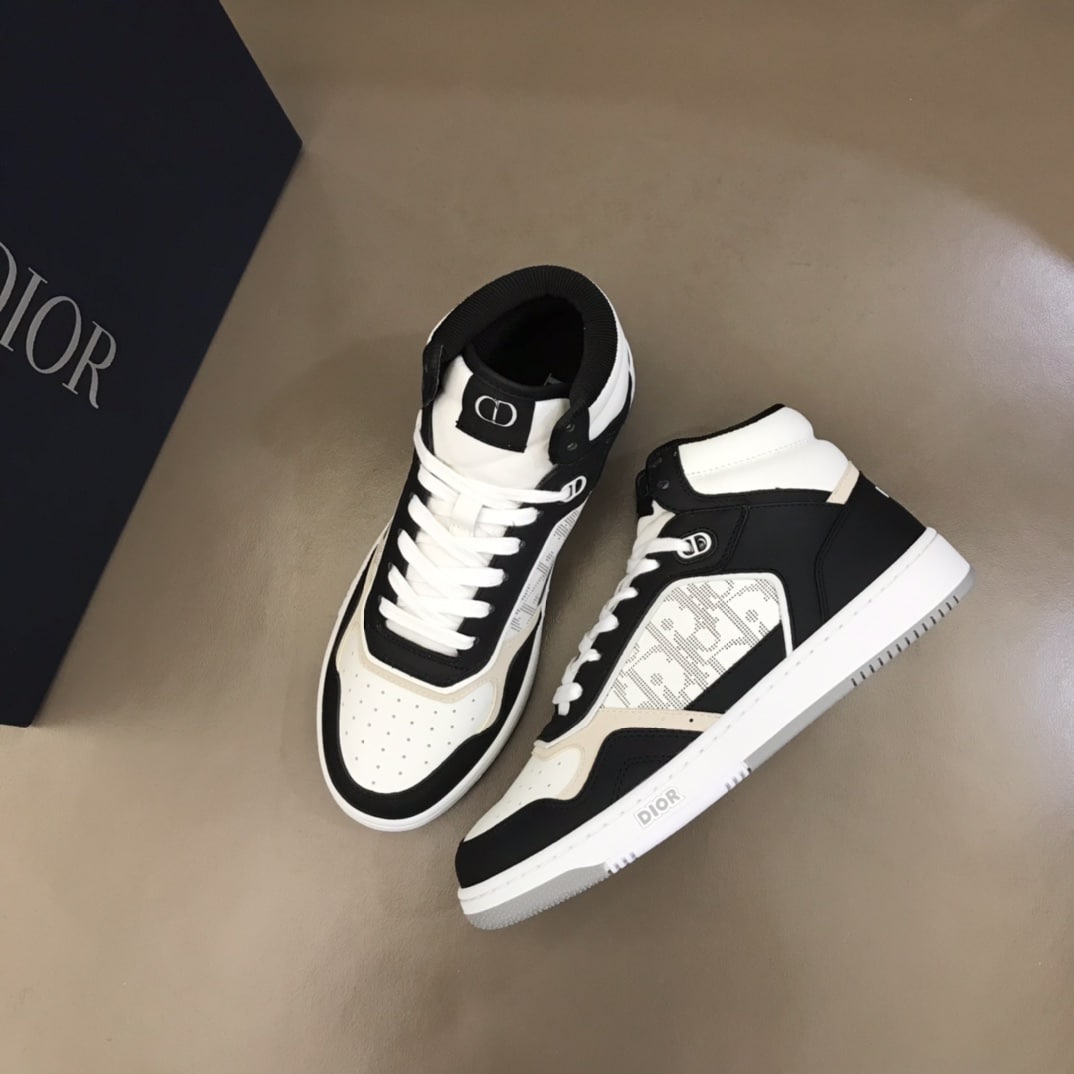 (1:1 replica) Christian Dior Women s B27 High-Top Sneaker Black And White For Women CD