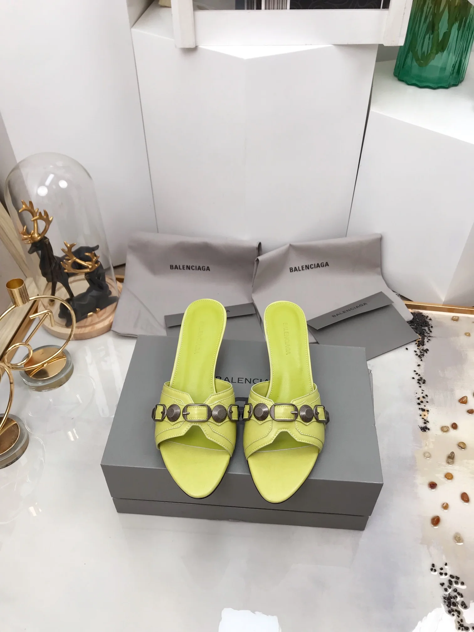 (1:1 replica) Balenciaga Cagole Sandal Light Yellow For Women