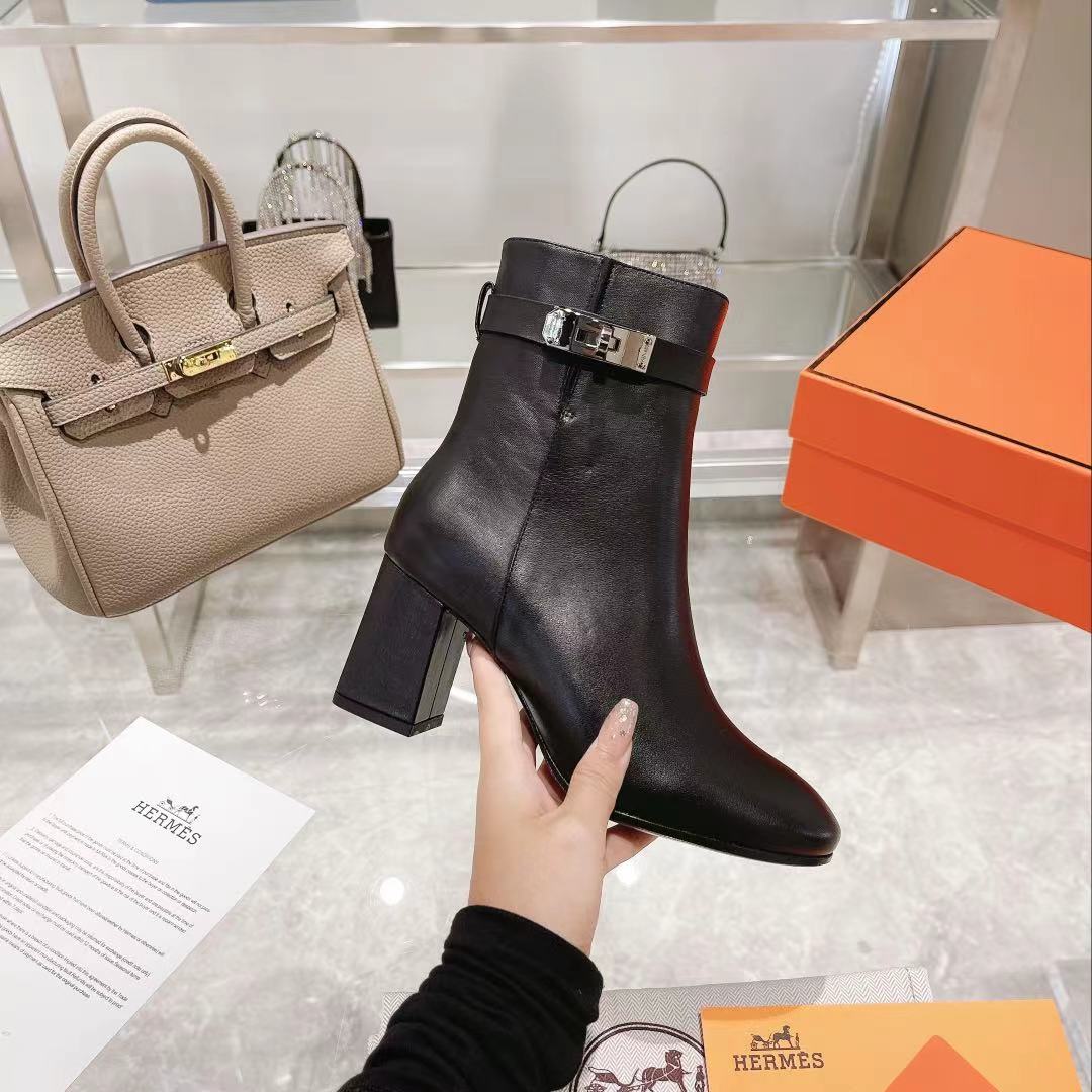 (1:1 replica) Hermes Saint Germain Ankle Boot Black For Women, Women s Shoes H182102Z 02360