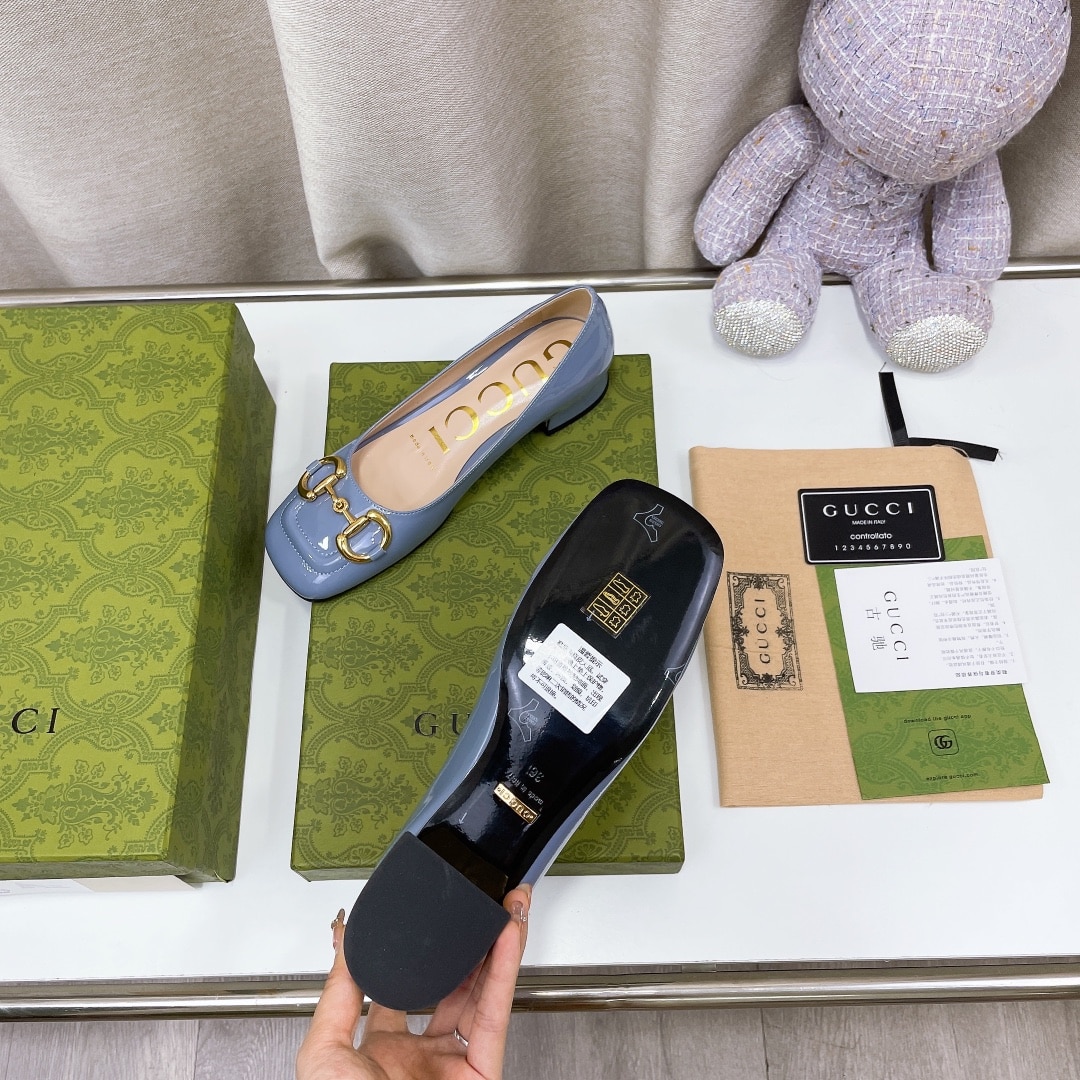 (1:1 replica) Gucci Women s Ballet Flat With Horsebit Jade Green For Women GG