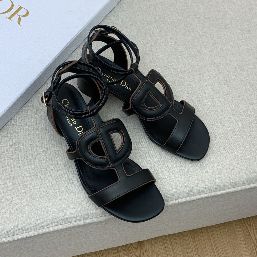 (1:1 replica) Christian Dior D Club Sandal 1.7 Inches Black For Women CD