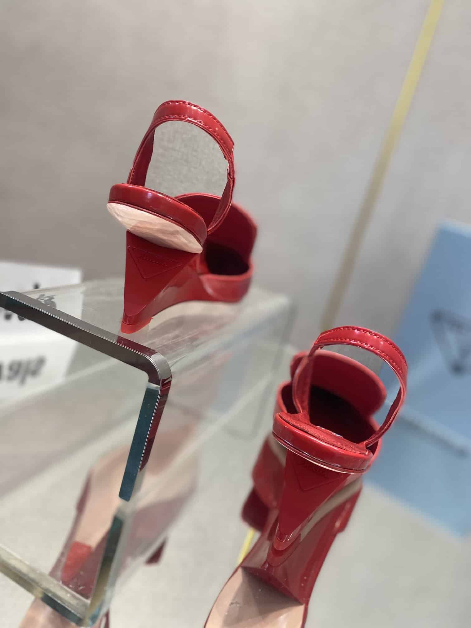 (1:1 replica) Prada Brushed Slingback Pumps Red For Women 2.6in/65mm PRD