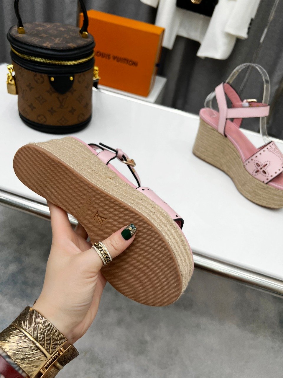 (1:1 replica) Louis Vuitton Women s Starboard Wedge Sandal Pink For Women LV