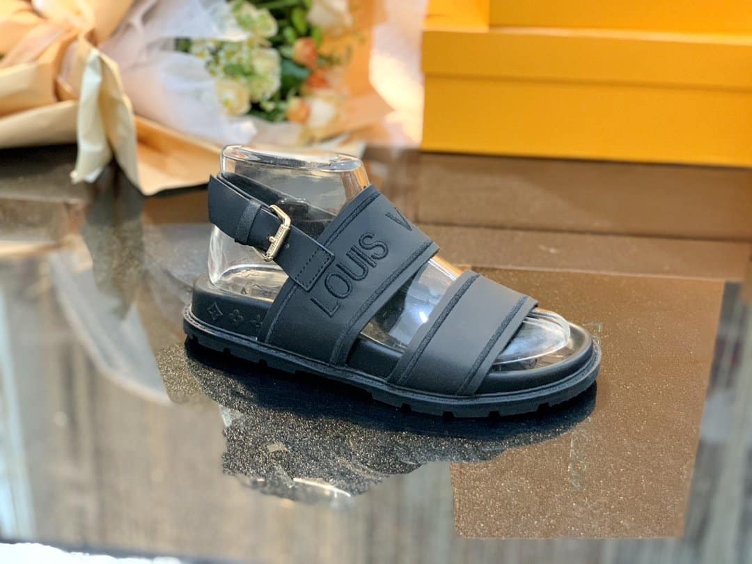 (1:1 replica) Louis Vuitton Women s Paseo flat Comfort Sandal Black For Women LV