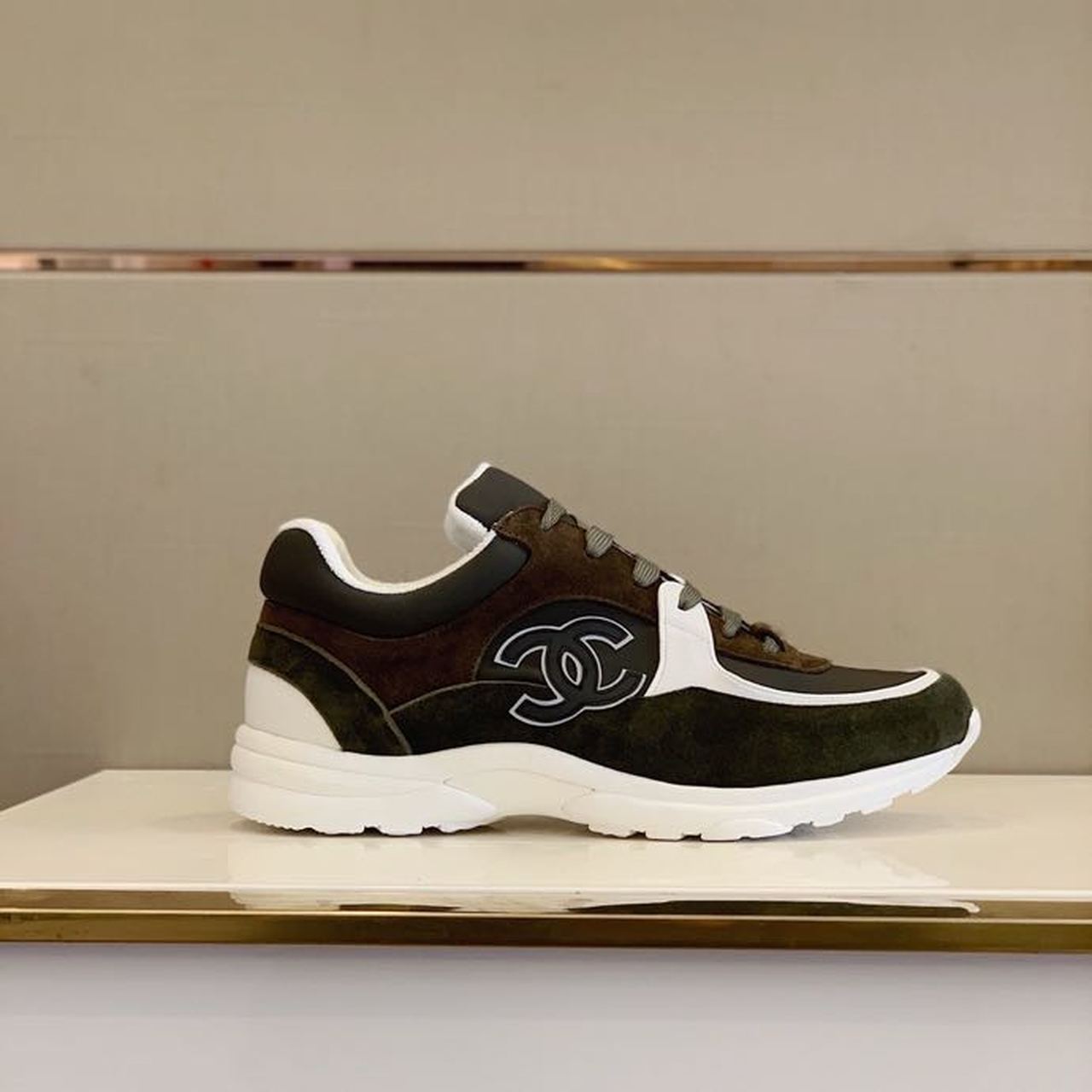 (1:1 replica) Chanel Sneakers Dark Green/Brown For Women, Women s Shoes G34360
