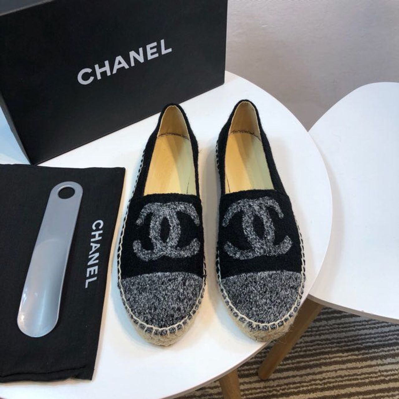 (1:1 replica) Chanel Espadrille Black/Grey For Women, Women s Shoes G29762