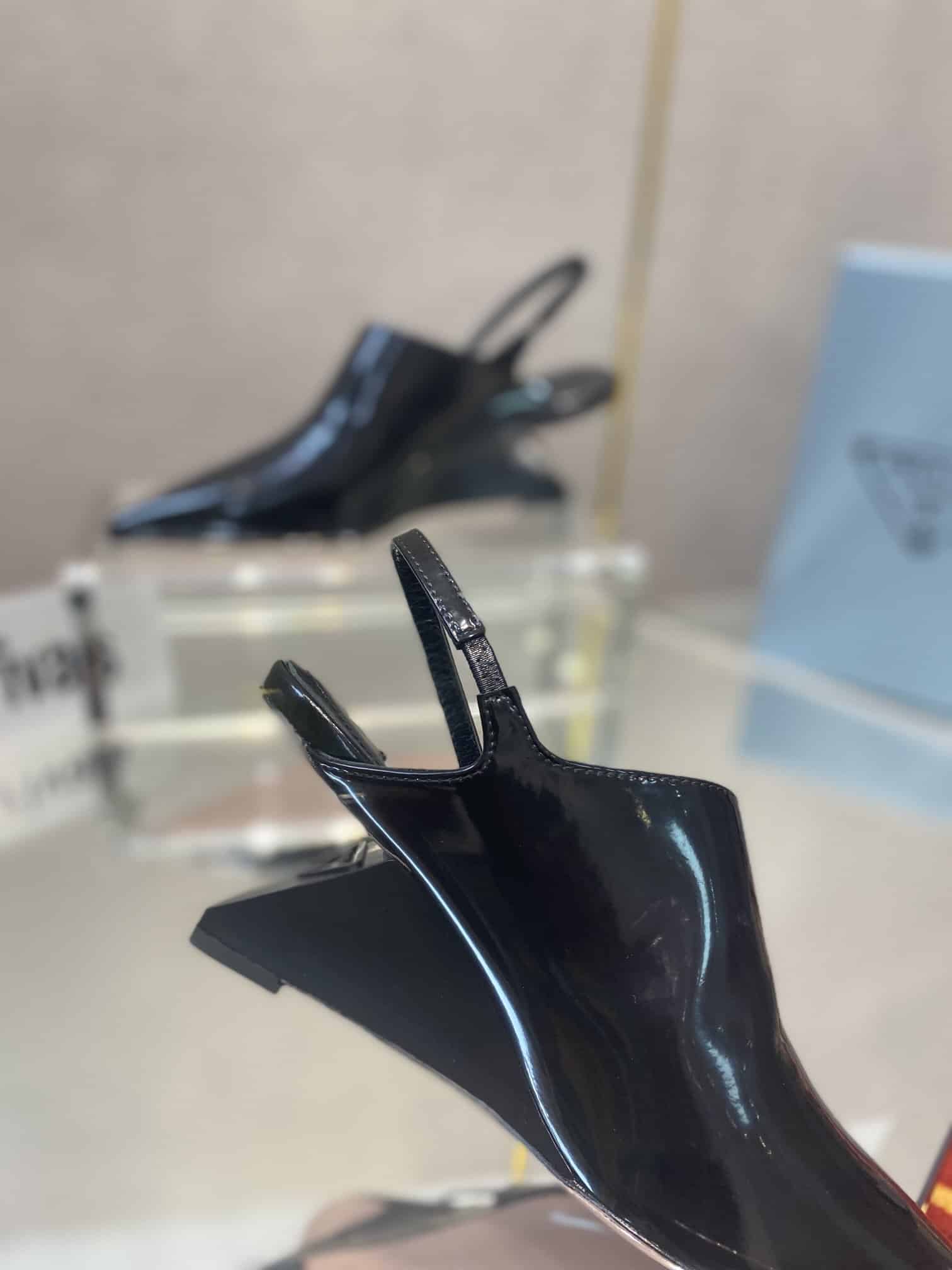 (1:1 replica) Prada Brushed Slingback Pumps Black For Women 2.6in/65mm PRD 1I886M_055_F0002_F_A065