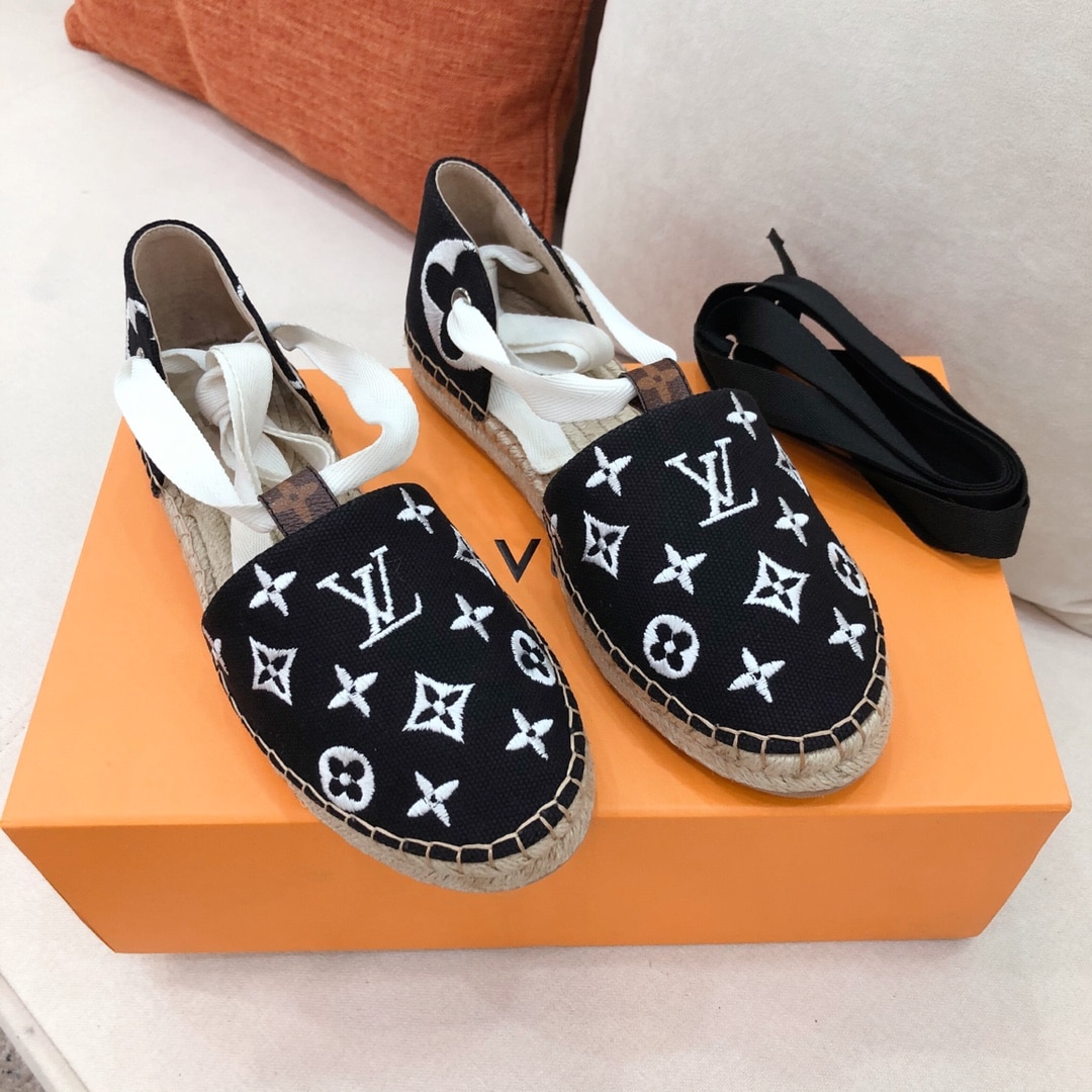 (1:1 replica) Louis Vuitton Women s Starboard Flat Espadrille Black For Women LV