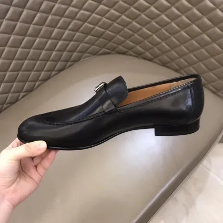 (1:1 replica) Hermes Men s Monterey Loafers In Black Calfskin HM042
