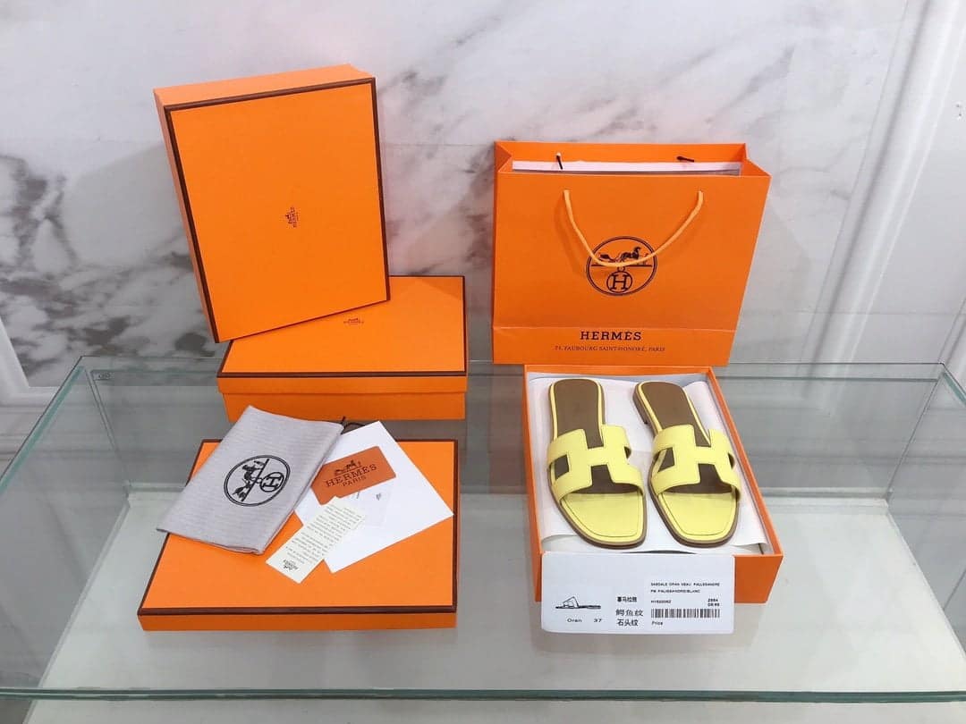(1:1 replica) Hermes Oran Sandal Yellow For Women, Women s Shoes H021056Z