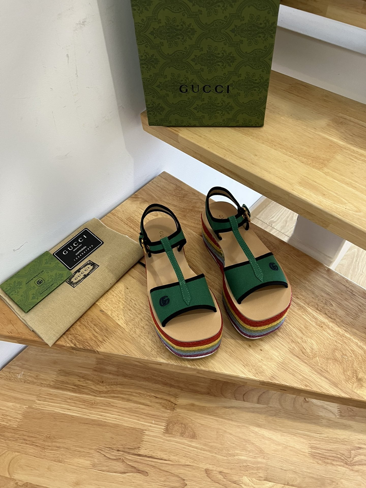 (1:1 replica) Gucci Women s Platform Sandal Green For Women GG