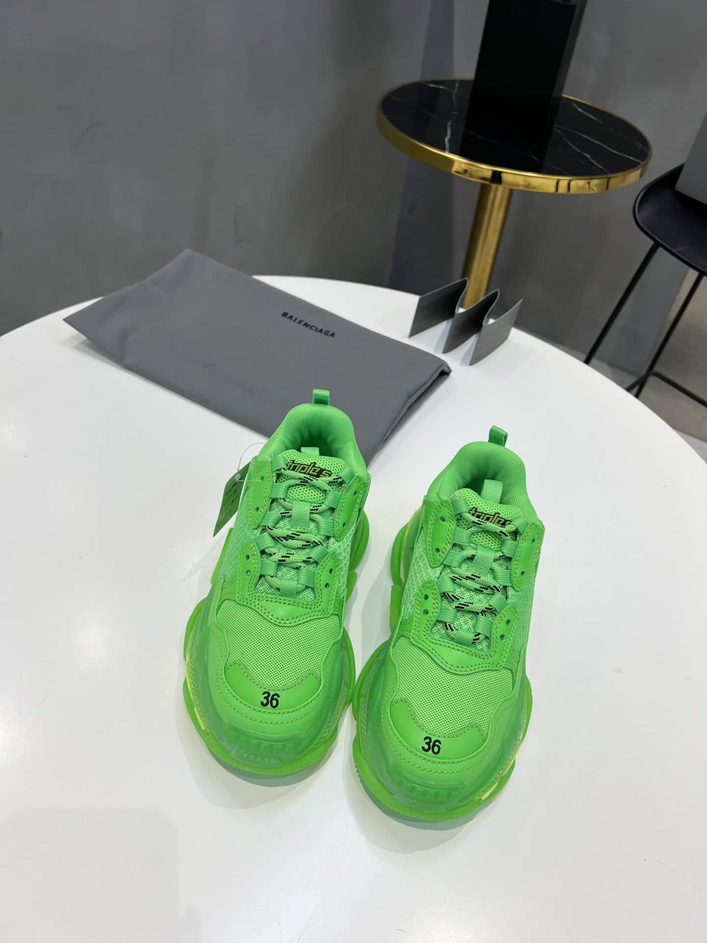 (1:1 replica) Balenciaga Triple S Trainers Clear Sole Green For Women