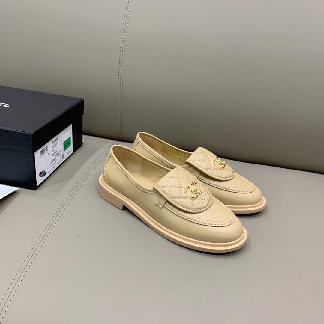 (1:1 replica) Chanel Loafers Beige For Women, Women s Shoes G36646